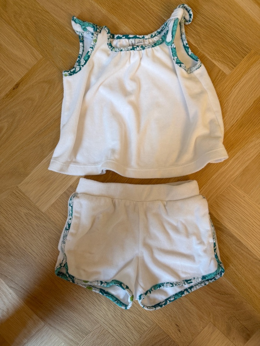 Janie and Jack White Swim Coverup/Summer Set with Teal Trim